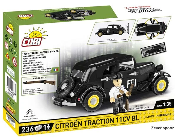 2266 Cobi Bouw Sets Citroën Traction 11CV BL 4 2266 Cobi Bouw Sets Citroën Traction 11CV BL - Afbeelding 2
