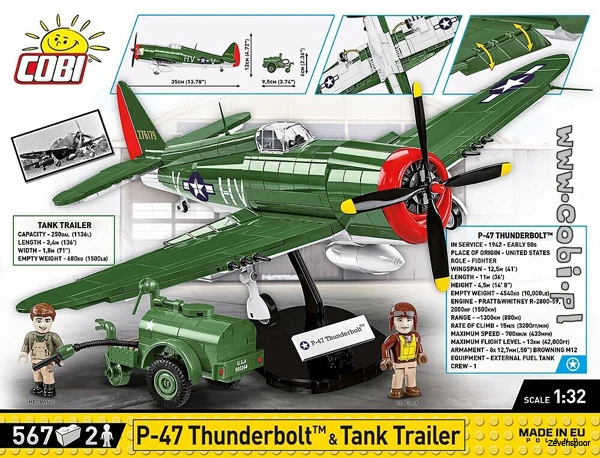 5736 Cobi Bouw Sets P-47 Thunderbolt & Tank Trailer – Executive Edition 4 5736 Cobi Bouw Sets P-47 Thunderbolt & Tank Trailer – Executive Edition - Afbeelding 2